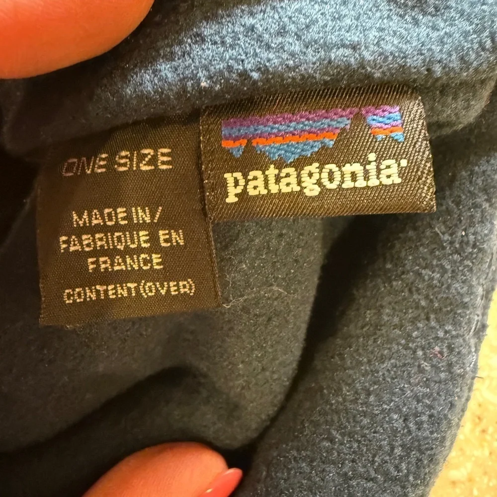 Vintage 90’s Patagonia Red and Blue Knit Hat with Pom-Pom